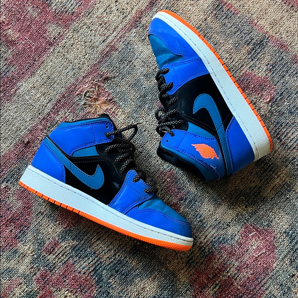 Like New Air Jordan 1 Mid GS 'Racer Blue' sneakers. Size 5.5